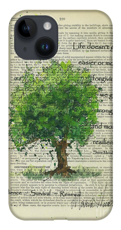 Survivor Tree iPhone 14 Case featuring the painting The Survivor Tree 9/11 by Maria Hunt