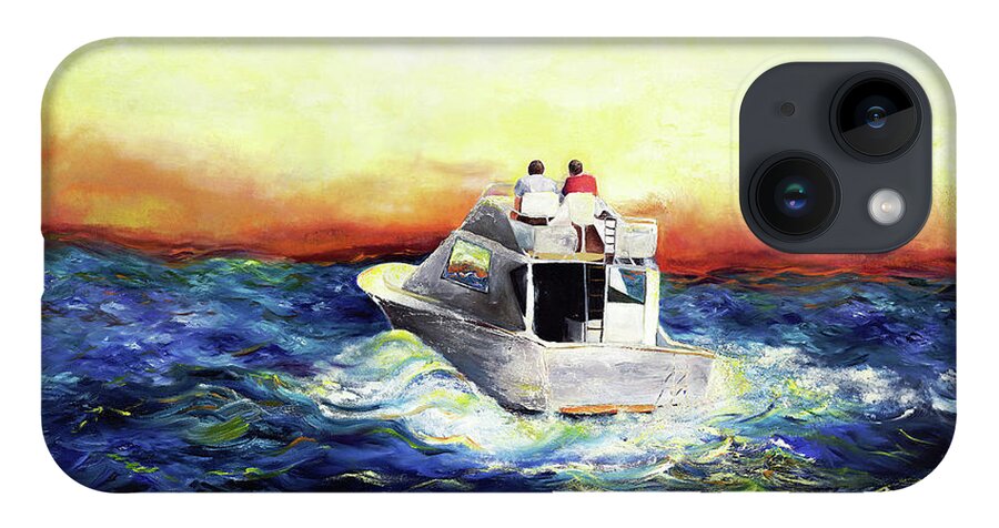 Seascape iPhone 14 Case featuring the painting The Voyage by Anitra Handley-Boyt