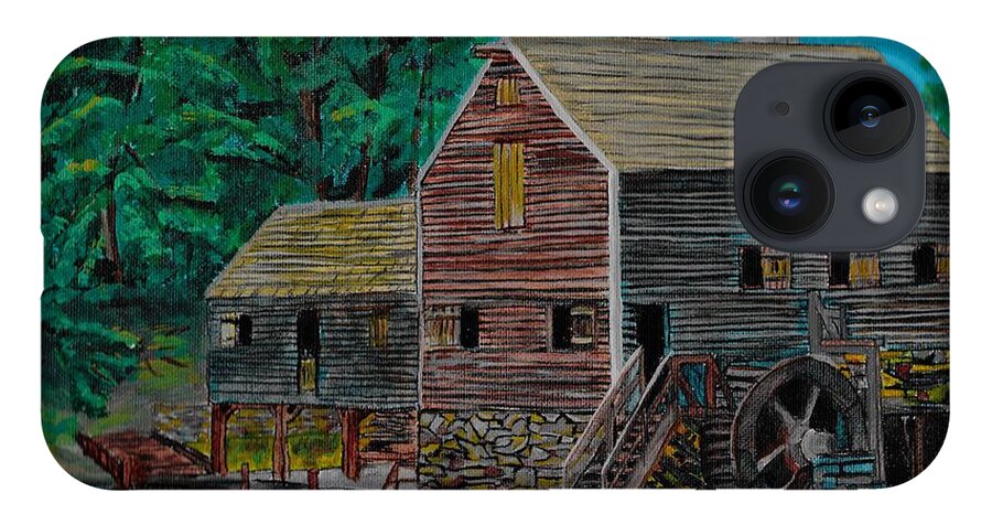Water iPhone 14 Case featuring the painting The Water Mill by David Bigelow