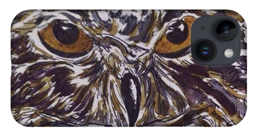 Owl iPhone 14 Case featuring the painting The Wise One by Angela Weddle
