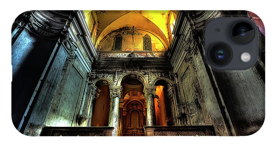 Chiesa Abbandonata iPhone 14 Case featuring the photograph THE YELLOW LIGHT CHURCH 1 - La chiesa della luce gialla 1 by Enrico Pelos