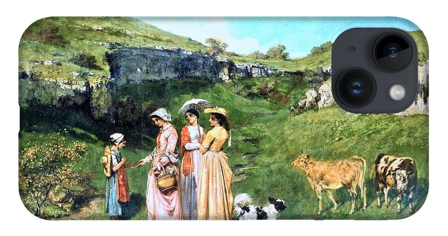 Gustave Courbet - The Young Ladies Of The Village 1851-52 iPhone Case featuring the painting The Young Ladies of the Village by MotionAge Designs