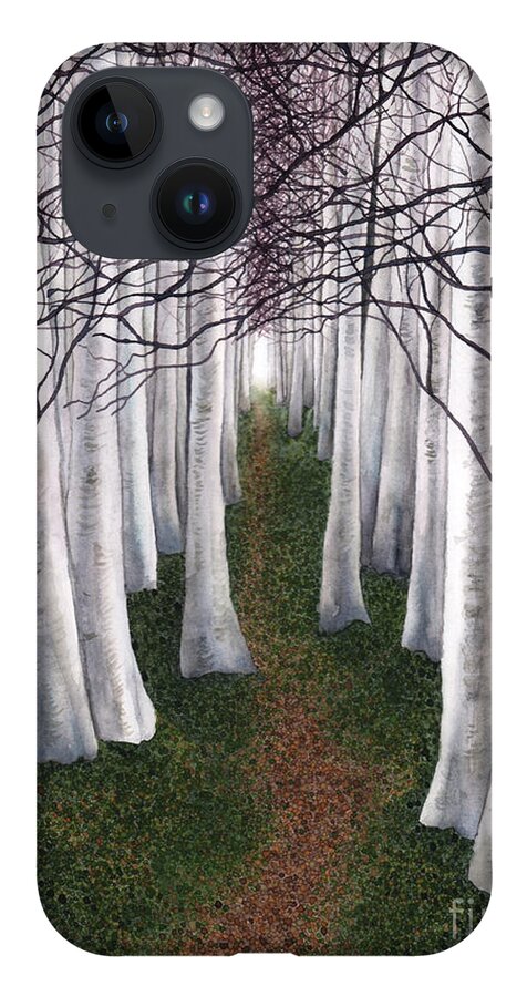 Woods iPhone 14 Case featuring the painting Thicket by Hilda Wagner