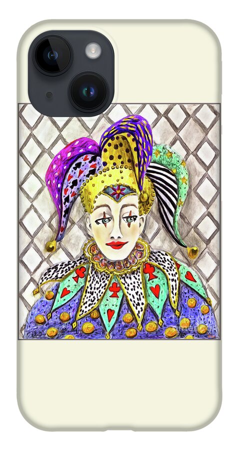 Lise Winne iPhone 14 Case featuring the painting Thoughtful Jester by Lise Winne