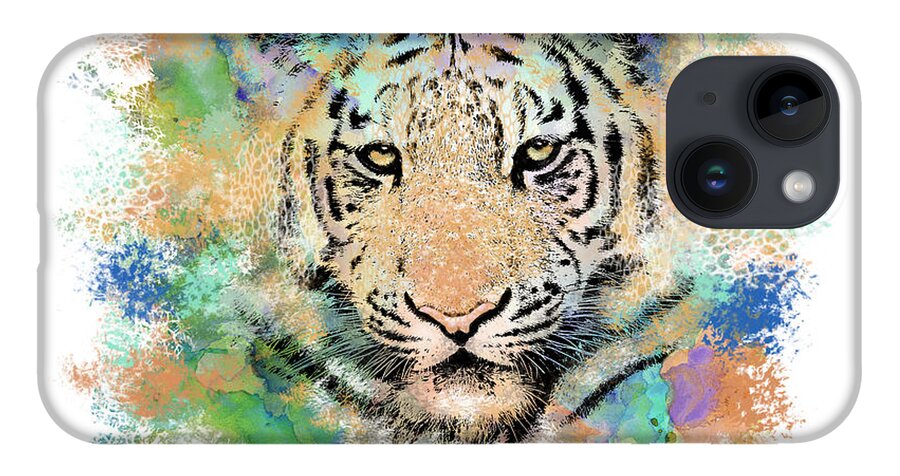 Tiger iPhone 14 Case featuring the digital art Tiger 3 by Lucie Dumas