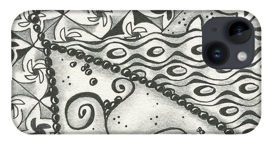 Zentangle iPhone Case featuring the drawing Time Marches On by Jan Steinle