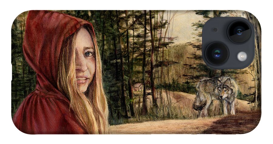 Little Red Riding Hood iPhone Case featuring the drawing To Grandmother's House We Go by Shana Rowe Jackson