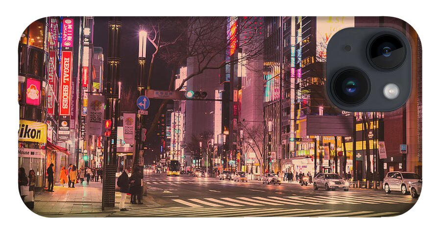 Tokyo iPhone 14 Case featuring the photograph Tokyo Street at Night, Japan by Perry Rodriguez