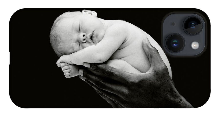 Black And White iPhone 14 Case featuring the photograph Tony holding Georgia by Anne Geddes