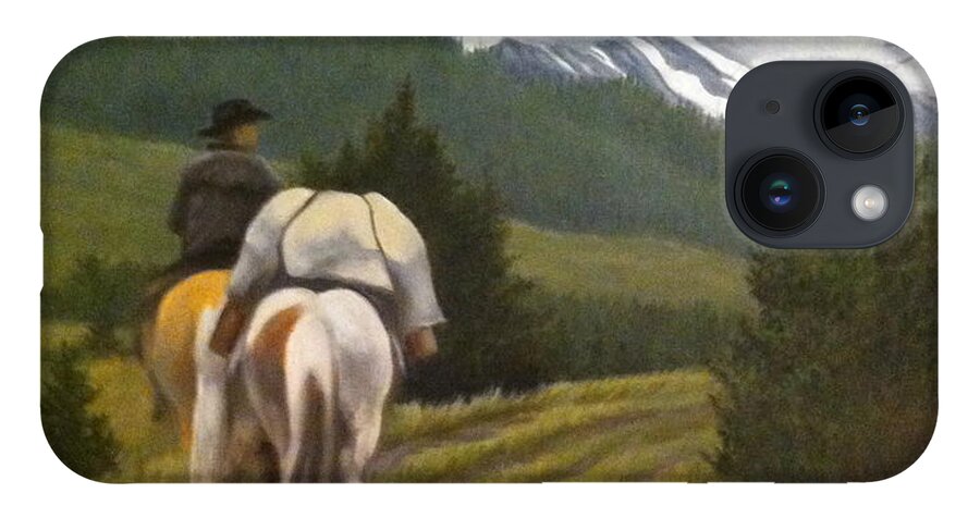 Mountains iPhone 14 Case featuring the painting Trail Ride by Tammy Taylor