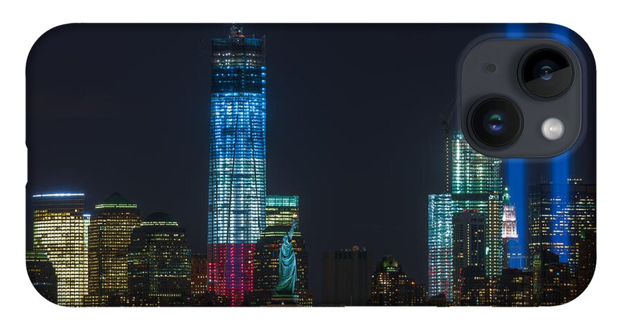 Clarence Holmes iPhone 14 Case featuring the photograph Tribute in Light VII by Clarence Holmes
