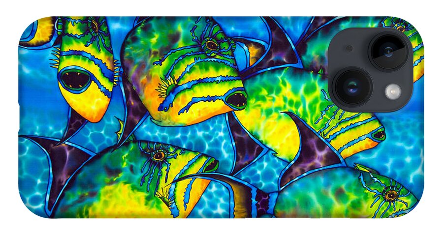 Diving iPhone Case featuring the painting Trigger Fish - Caribbean Sea by Daniel Jean-Baptiste