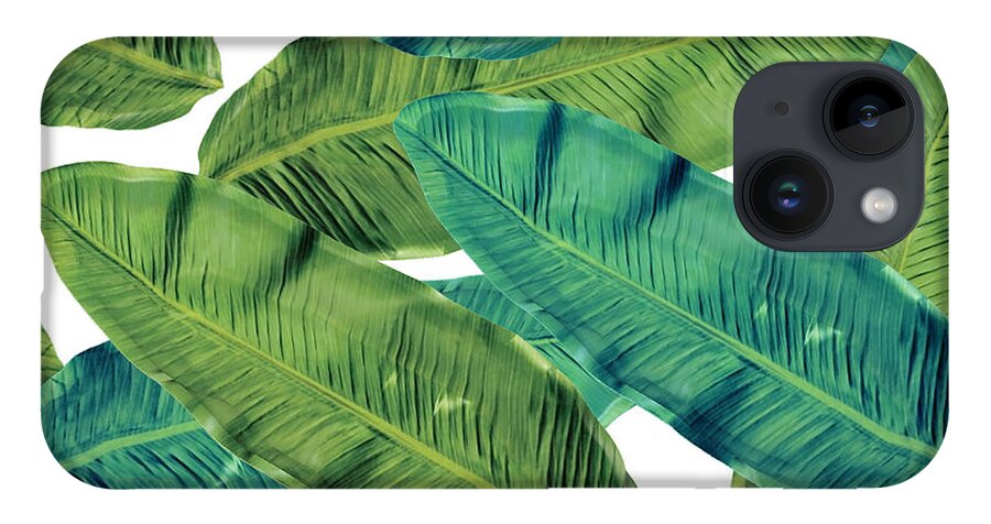 Tropical Leaves.nature Design iPhone 14 Case featuring the painting Tropical Leaves 7 by Mark Ashkenazi