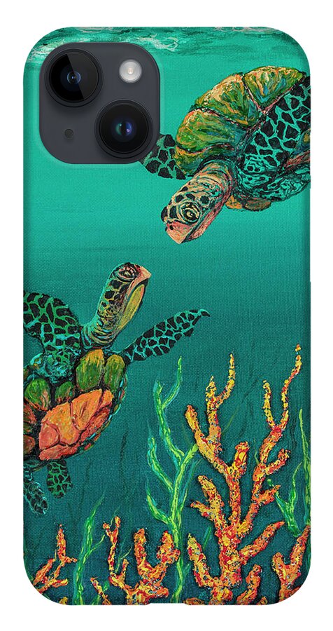 Animal iPhone 14 Case featuring the painting Turtle Love by Darice Machel McGuire