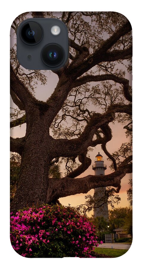 Architecture iPhone 14 Case featuring the photograph Twilight at St. Simons Lighthouse by Chris Bordeleau