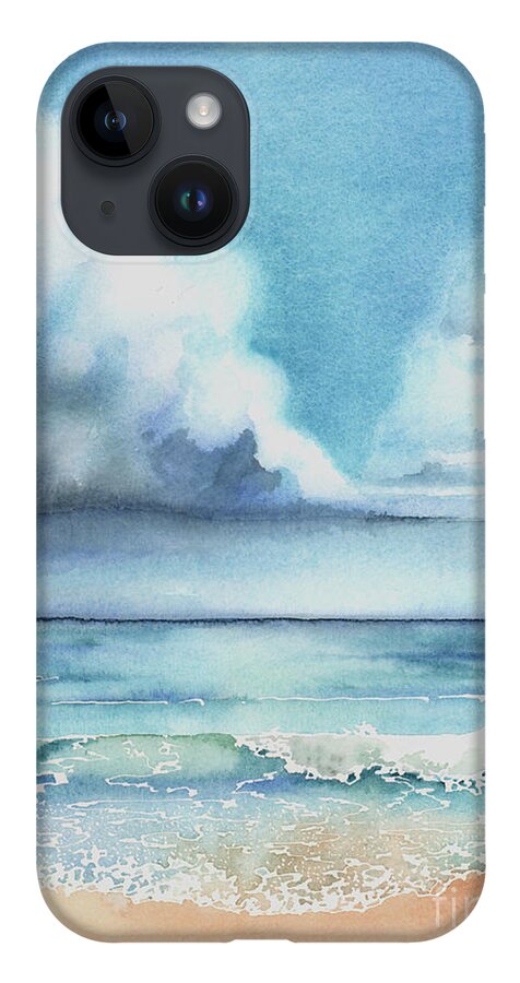 Gulf Coast iPhone 14 Case featuring the painting Twin Clouds by Hilda Wagner