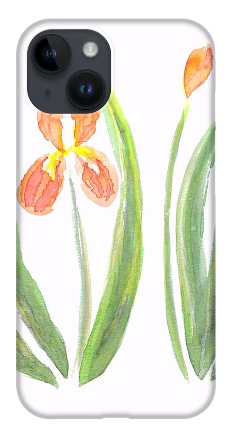 Art iPhone 14 Case featuring the painting Two Iris II watercolor by Delynn Addams