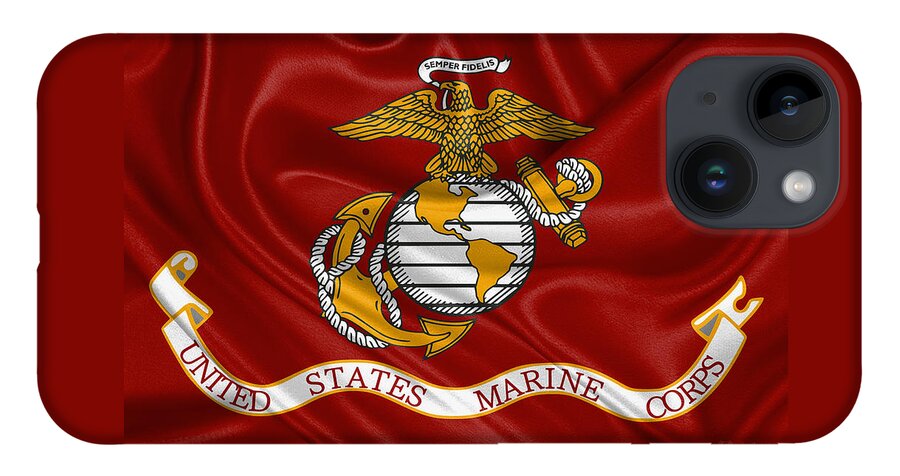 'usmc' Collection By Serge Averbukh iPhone 14 Case featuring the digital art U. S. Marines - U S M C Corps Flag by Serge Averbukh