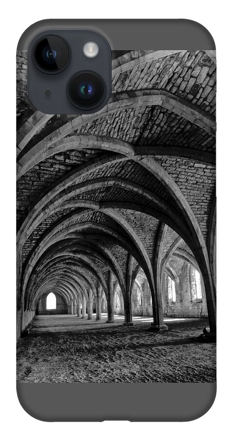 Monochrome Photography iPhone Case featuring the photograph Under the vaults. Vertical. by Elena Perelman