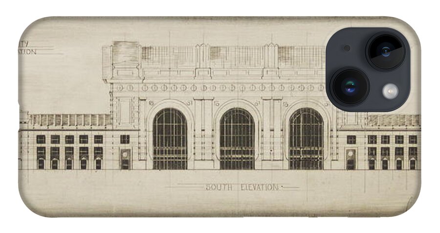 Union Station iPhone 14 Case featuring the drawing Union Station - Blueprint by Gregory Lee