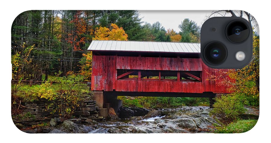 Covered Bridge iPhone Case featuring the photograph Upper Cox Brook Covered Bridge in Northfield Vermont by T Lowry Wilson