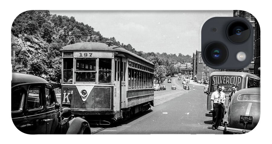 1940's iPhone 14 Case featuring the photograph Uptown Trolley near 193rd Street by Cole Thompson