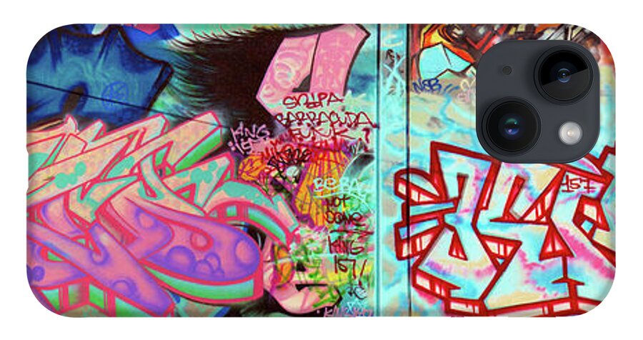 Graffiti Art iPhone 14 Case featuring the photograph Urban Graffiti Art Panorama1, North 11th Street, San Jose 1990 by Kathy Anselmo