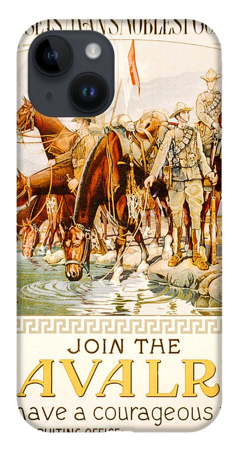 Antique iPhone 14 Case featuring the digital art US Cavalry Poster by Janice OConnor