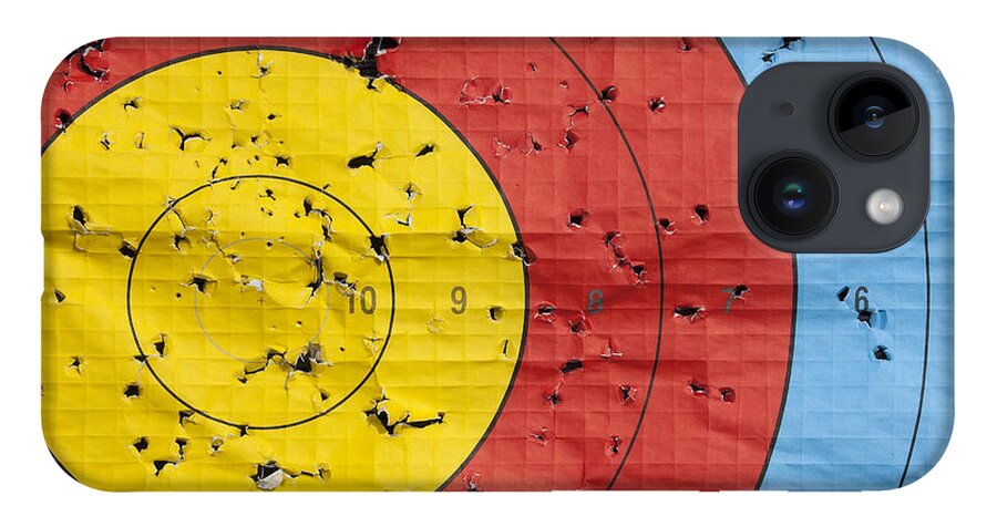 Archery iPhone 14 Case featuring the photograph Used archery target close up by Simon Bratt