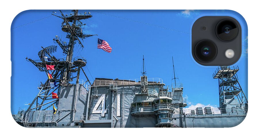 California iPhone 14 Case featuring the photograph USS Midway Conning Tower San Diego California by Lawrence S Richardson Jr