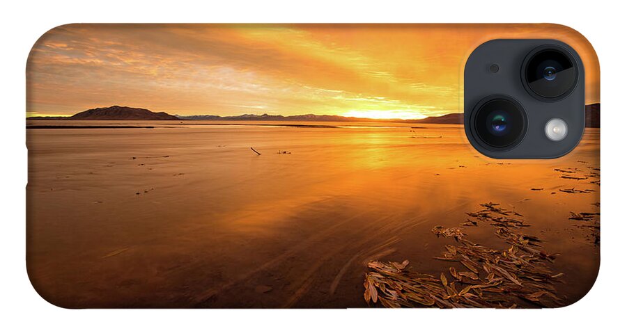 Utah iPhone 14 Case featuring the photograph Utah Lake Sunset by Wesley Aston