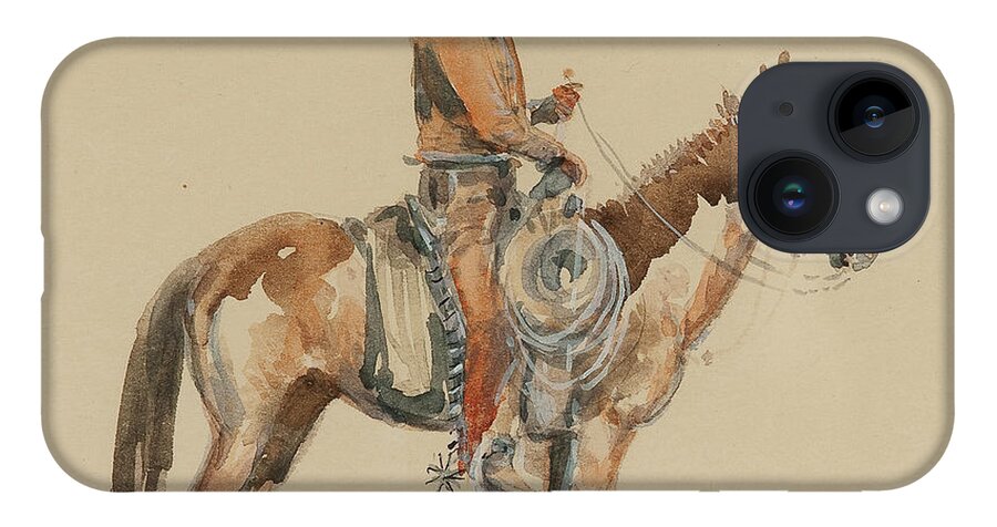 Edward Borein (1872-1945) Vaquero (circa 1920) - Watercolor On Paper iPhone 14 Case featuring the painting Vaquero by MotionAge Designs