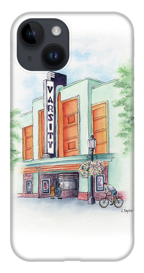 Old Theater iPhone 14 Case featuring the painting Varsity on Main by Lori Taylor