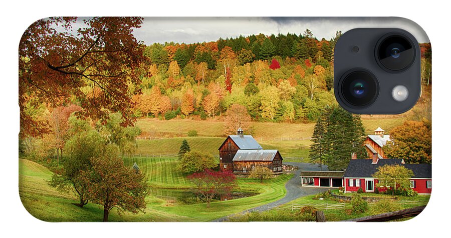 Sleepy Hollow Farm iPhone Case featuring the photograph Vermont Sleepy Hollow in fall foliage by Jeff Folger