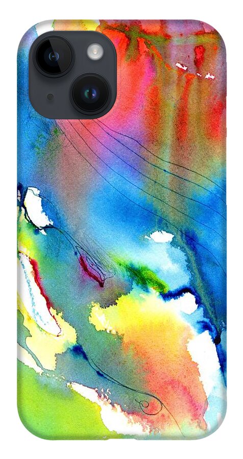 Abstract iPhone Case featuring the painting Vibrant Colorful Abstract Watercolor Painting by Carlin Blahnik CarlinArtWatercolor