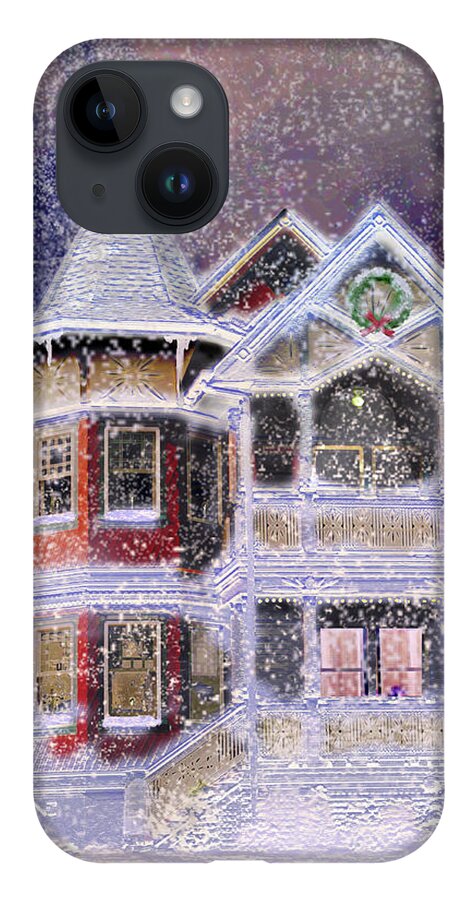 House iPhone 14 Case featuring the digital art Victorian Christmas by Steve Karol