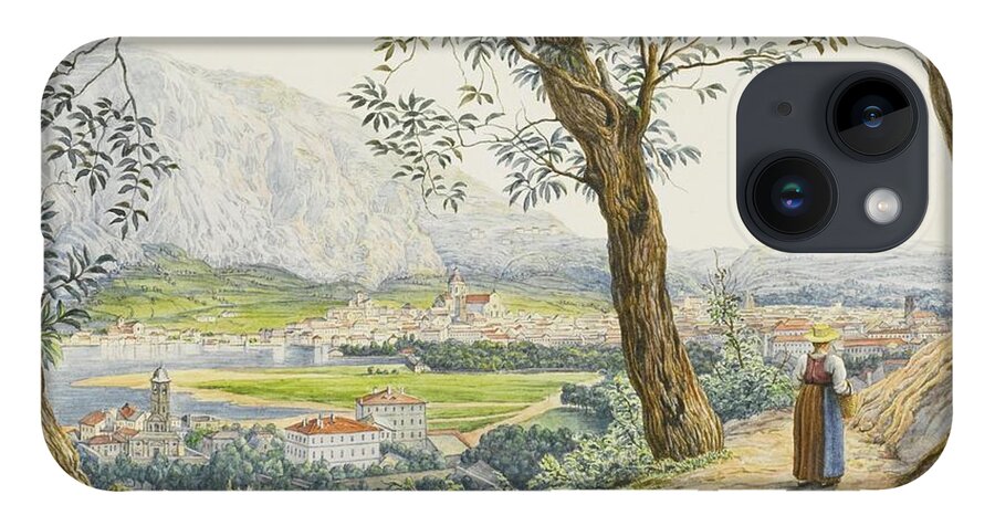 Jacob Alt Frankfurt Am Main 1789 - 1872 Vienna A View Of The Lake And Town Of Como iPhone Case featuring the painting Vienna A View Of The Lake And Town Of Como by MotionAge Designs