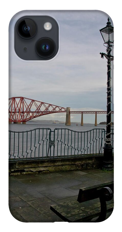 Forth Rail Bridge iPhone 14 Case featuring the photograph View at the Forth rail bridge from High Street in South Queensferry by Elena Perelman