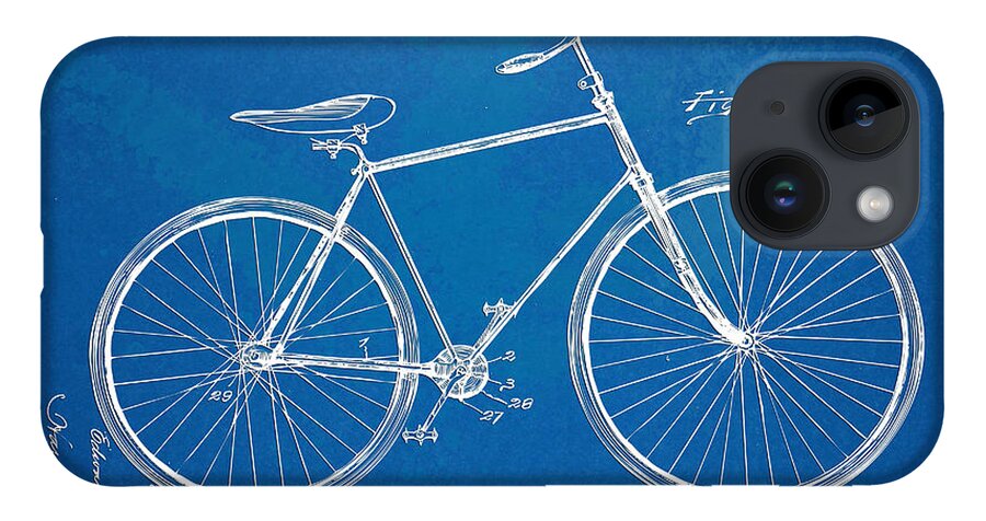 Bicycle iPhone 14 Case featuring the digital art Vintage Bicycle Patent Artwork 1894 by Nikki Marie Smith