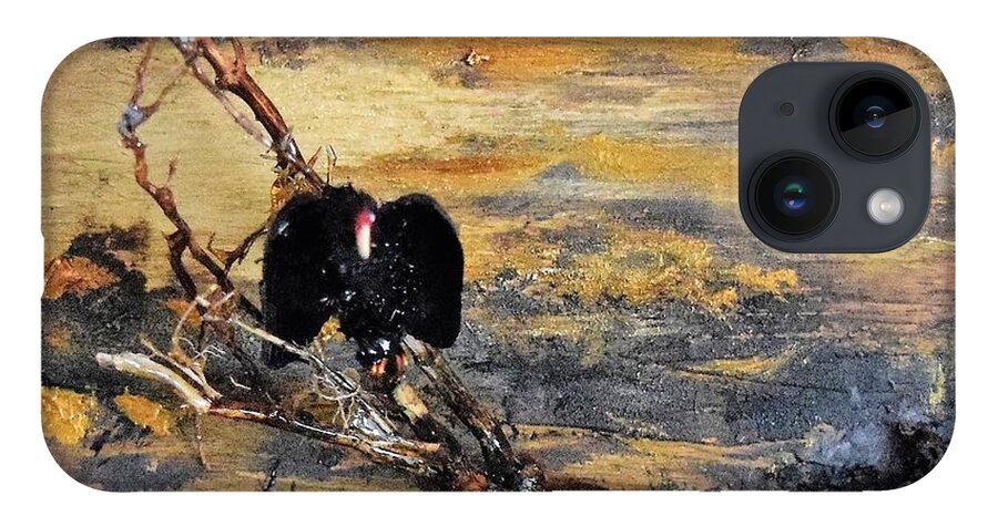 Vulture iPhone 14 Case featuring the painting Vulture with Oncoming Storm by Roger Swezey