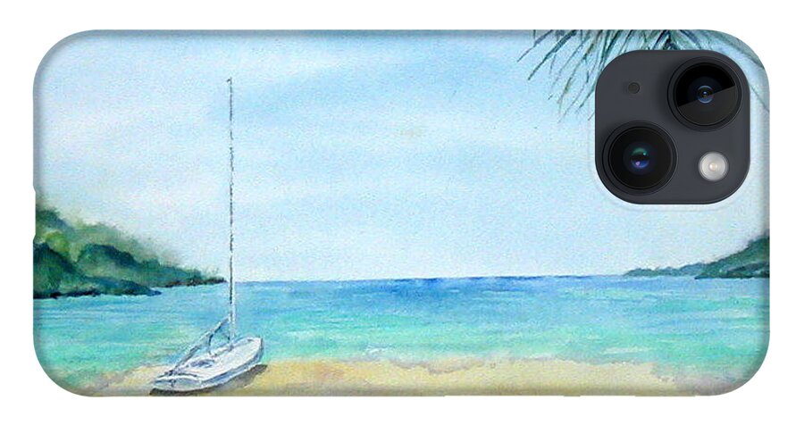 Beach iPhone 14 Case featuring the painting Waiting for a Sailor by Diane Kirk
