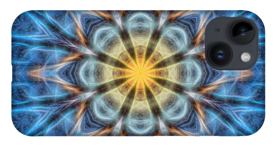 Mandala iPhone 14 Case featuring the digital art Warmth in the Cold Mandala by Beth Sawickie