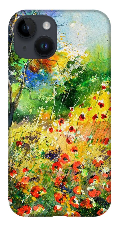 Poppies iPhone 14 Case featuring the painting Watercolor poppies 518001 by Pol Ledent