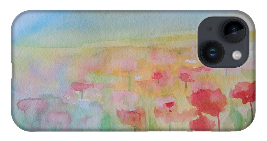 Flowers iPhone 14 Case featuring the painting Watercolor Poppies by Julie Lueders 