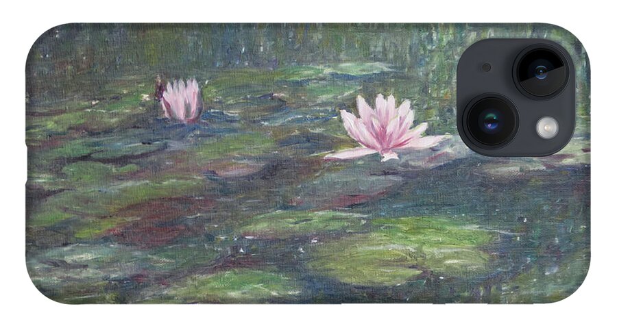 Water Lilies iPhone 14 Case featuring the painting Gentle Flow by Milly Tseng