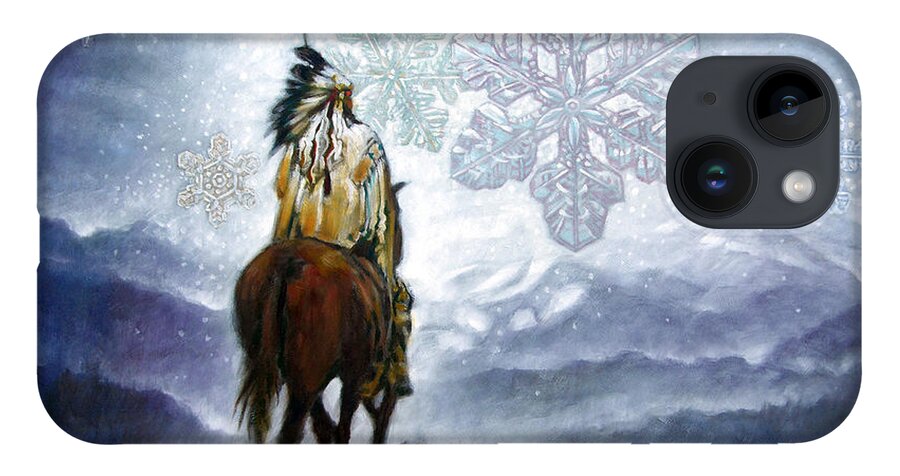 American Indian iPhone 14 Case featuring the painting We Vanish Like the Snow Flake by John Lautermilch