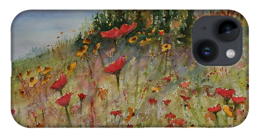 Nature iPhone 14 Case featuring the painting Wendy's Wildflowers by Ruth Kamenev