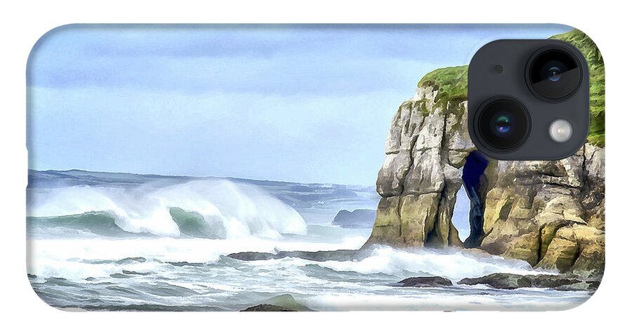 Ireland iPhone 14 Case featuring the digital art Whiterocks Sea Arch by Nigel R Bell