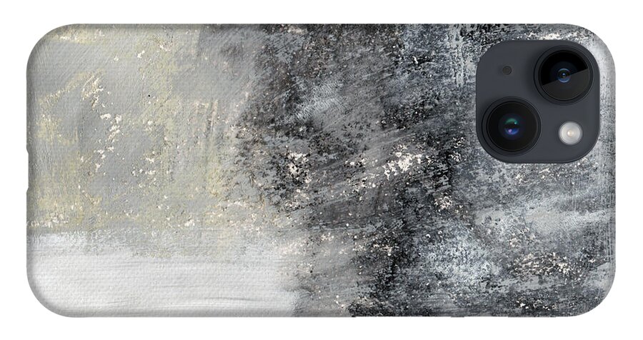 Grey Abstract Art iPhone 14 Case featuring the painting Wind In My Sails- Abstract Art by Linda Woods