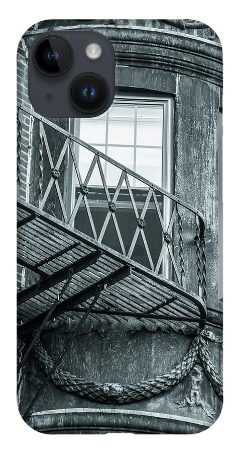 Fire iPhone 14 Case featuring the photograph Window escape BW by Jason Hughes